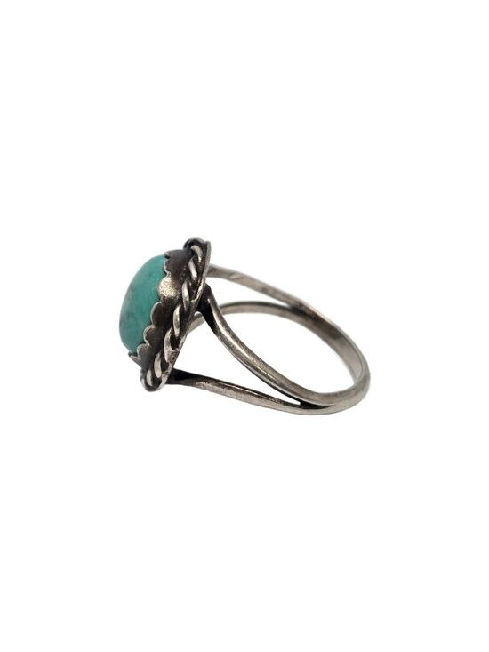 Native American Indian Sterling Silver Turquoise Ring - Size  Native American Sterling Silver Turquoise Ring Size 4 3/4 #19873